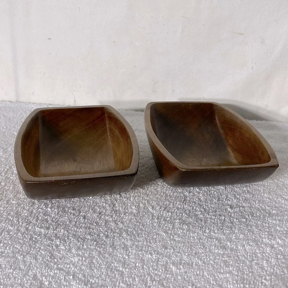 Vintage Rectangle Carved Wood Bowls x2 - Picture 2 of 14